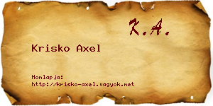 Krisko Axel névjegykártya